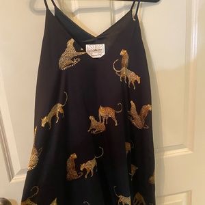 Project Judith March black cheetah medium silk dress